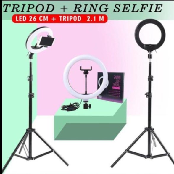 RING LIGHT LED 26CM Lampu 26 cm Make Up Vlog Lampu Ringlight Tripod  1.6m 2.1m tik tok 3161 3121