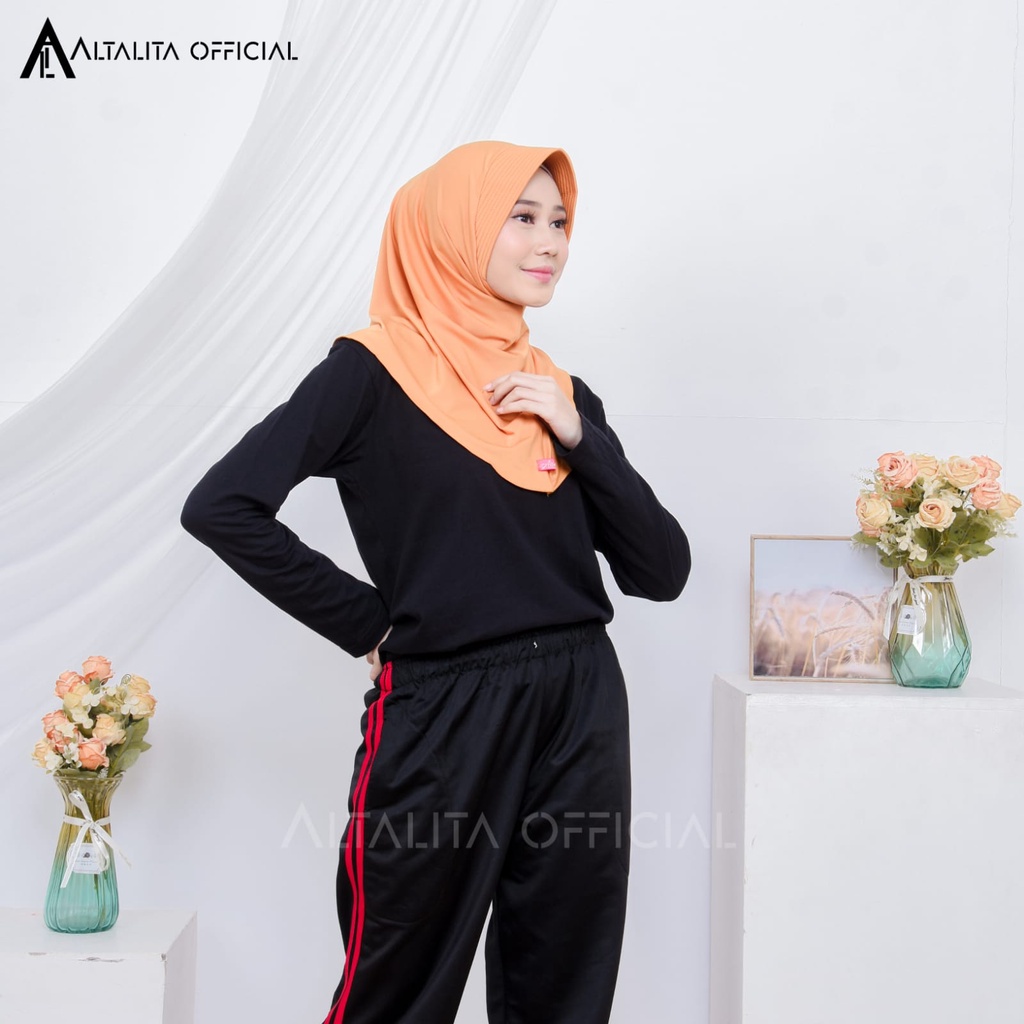 Altalita - Kerudung Instant Sporty pet Bahan Jersey Spandek Polos Premium Cocok Untuk Sekolah Olahraga dan Sehari-Hari