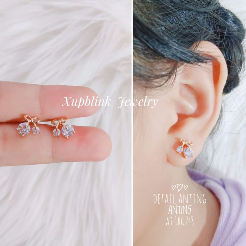 Anting Titanium Permata Wanita Anti Karat