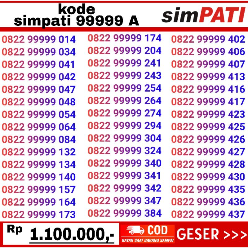 nomor cantik telkomsel simpati loop panca 99999