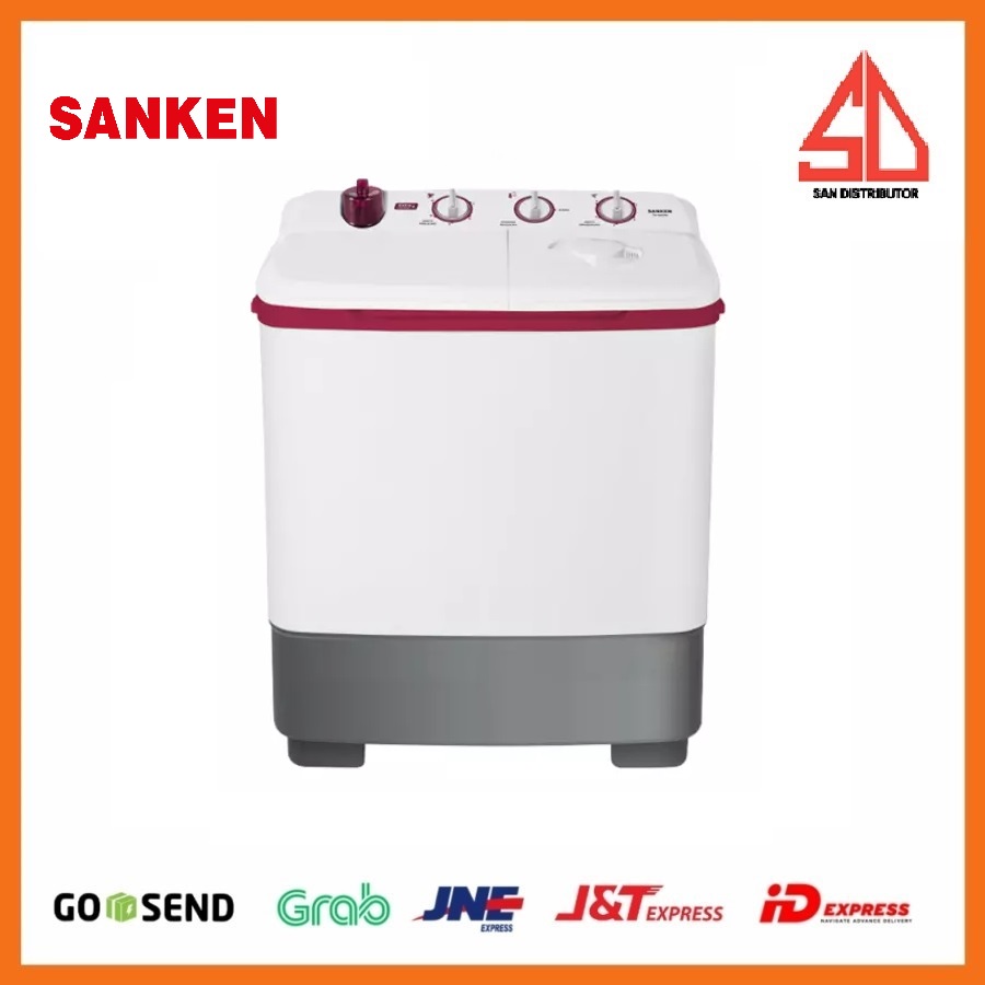 SANKEN Mesin Cuci Twin Tub 8 Kg TW-880NM - Putih Merah ORI