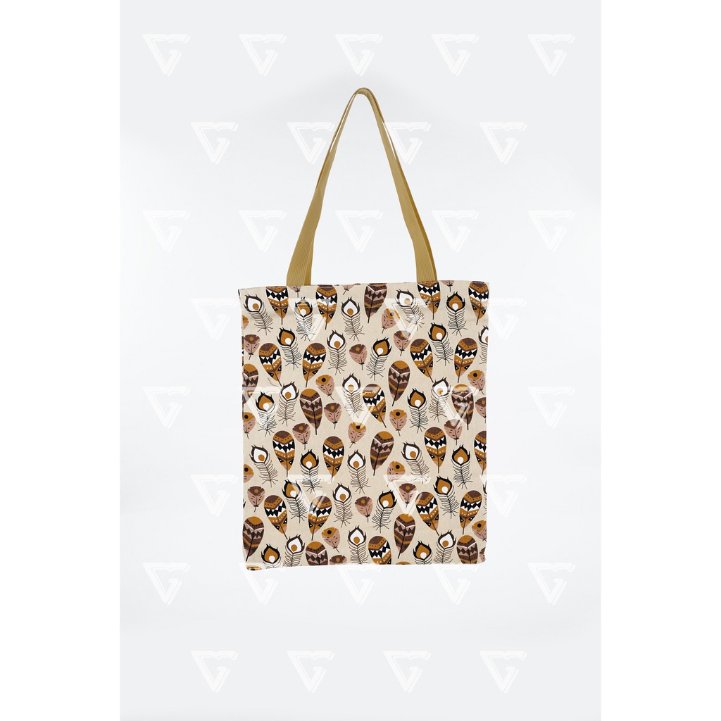 Totebag wanita / tote bag wanita kekinian 2021 kanvas motif Bulu Merak