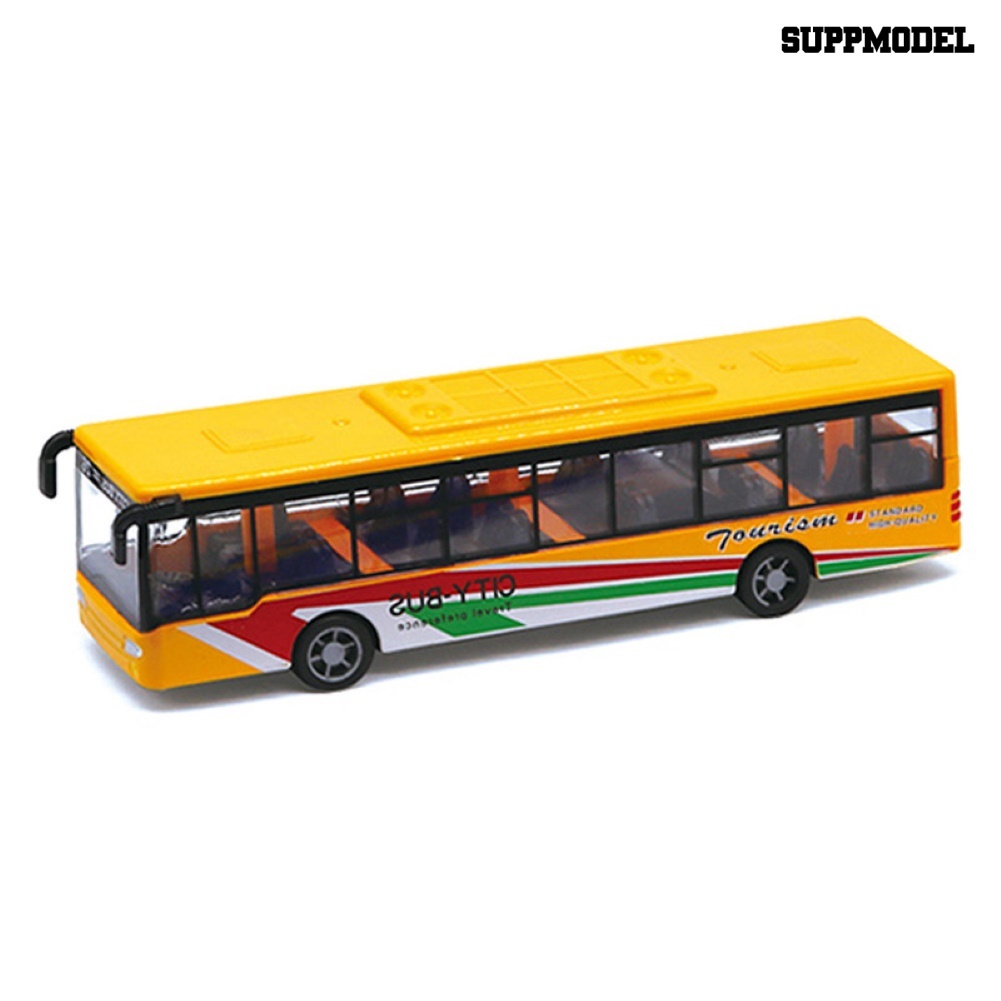 Mainan Simulasi Bus Mini Pull Back Bahan Alloy Untuk Dekorasi Meja / Koleksi Anak