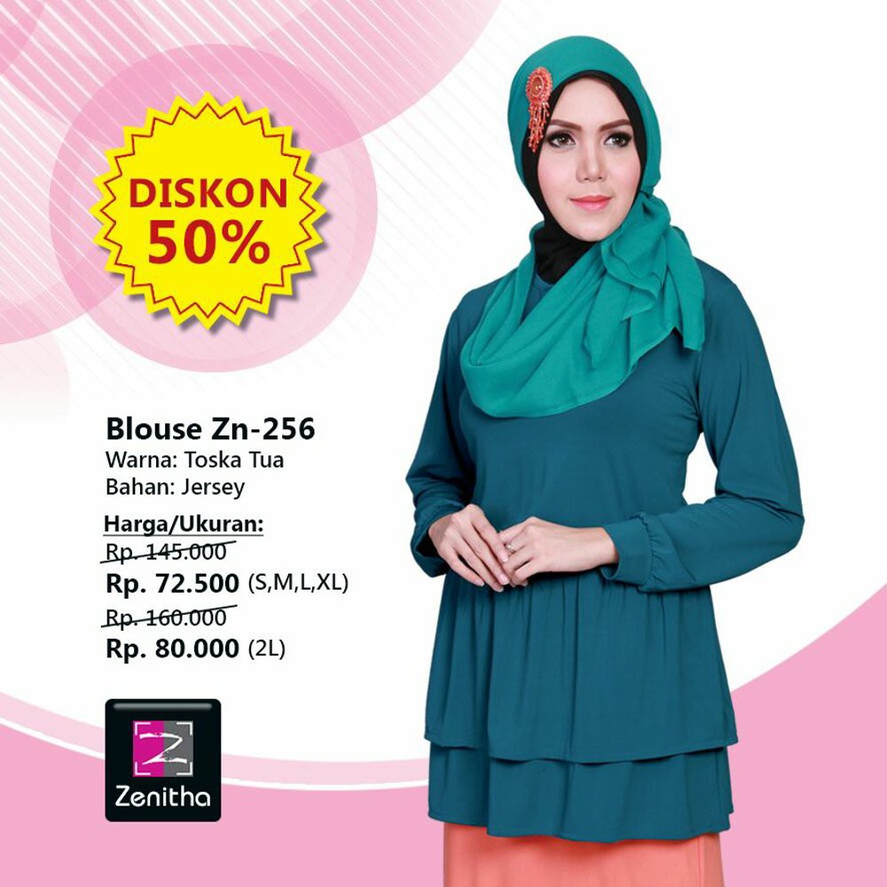 Jual PROMO SUPER BUSANA MUSLIM CANTIK ZENITHA MODEL BLOUSE Zn 256 Murah