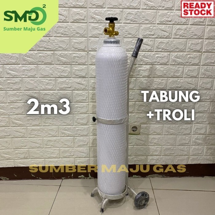 Jual Tabung Oksigen 2m3 + Troli + Isi + Regulator | Shopee Indonesia