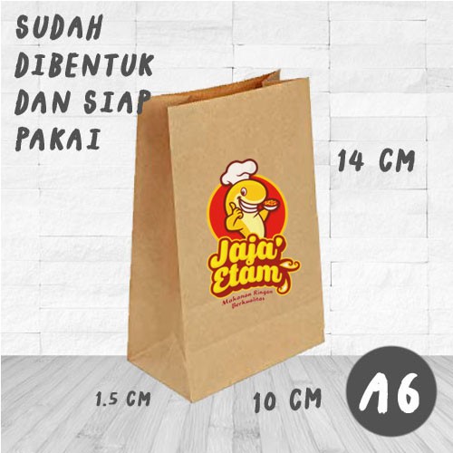 

[LOGO SENDIRI] Kantong Kertas Cokelat Mini Packing Makanan Kraft A6 Bungkus Makanan / Gorengan Snake