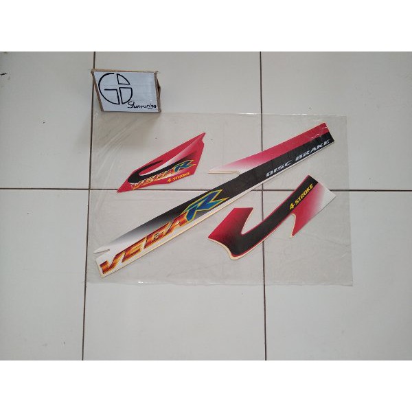 Striping Yamaha vega lama 2002 2003 2004 Putih Merah