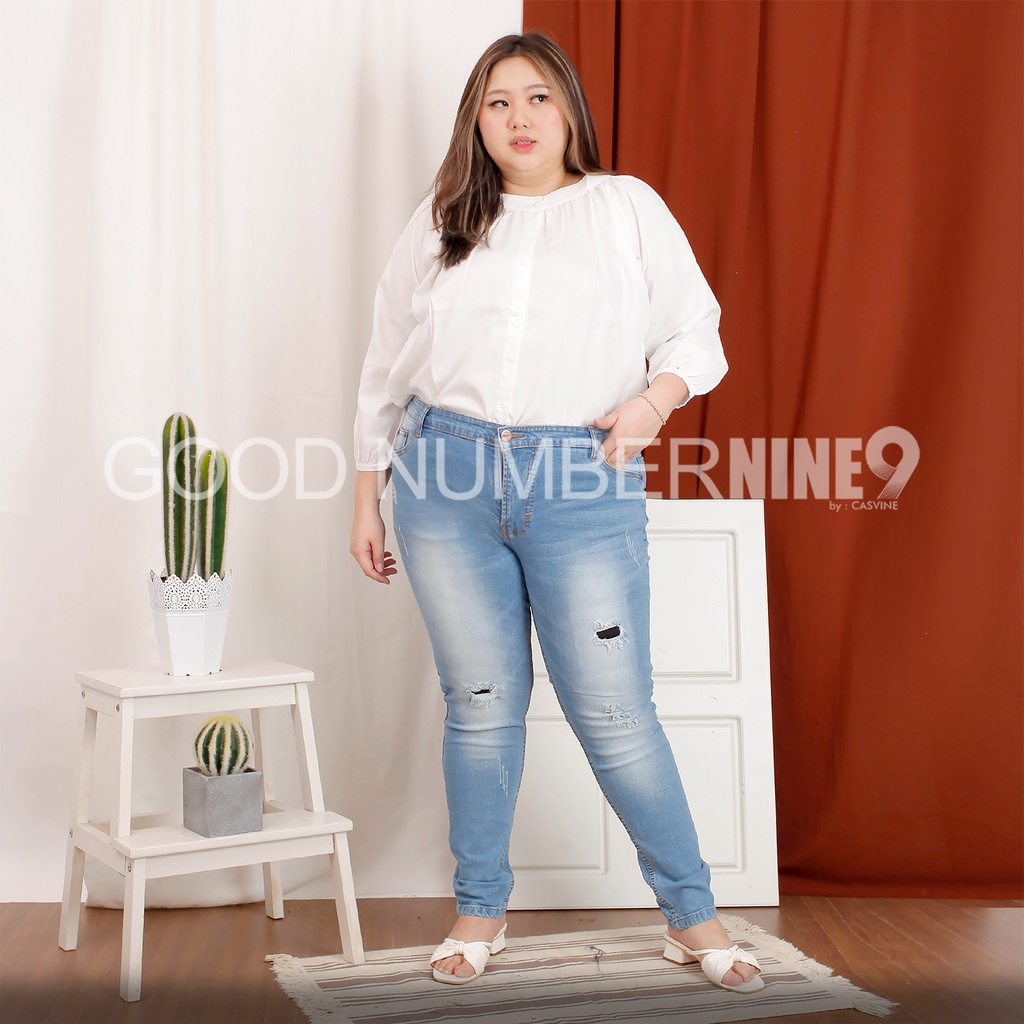 CASVINE JEANS PATCH 030201 CELANA SOBEK RIPPED DESTROY ADA BIGSIZE JUMBO MOLLY MOM JEANS