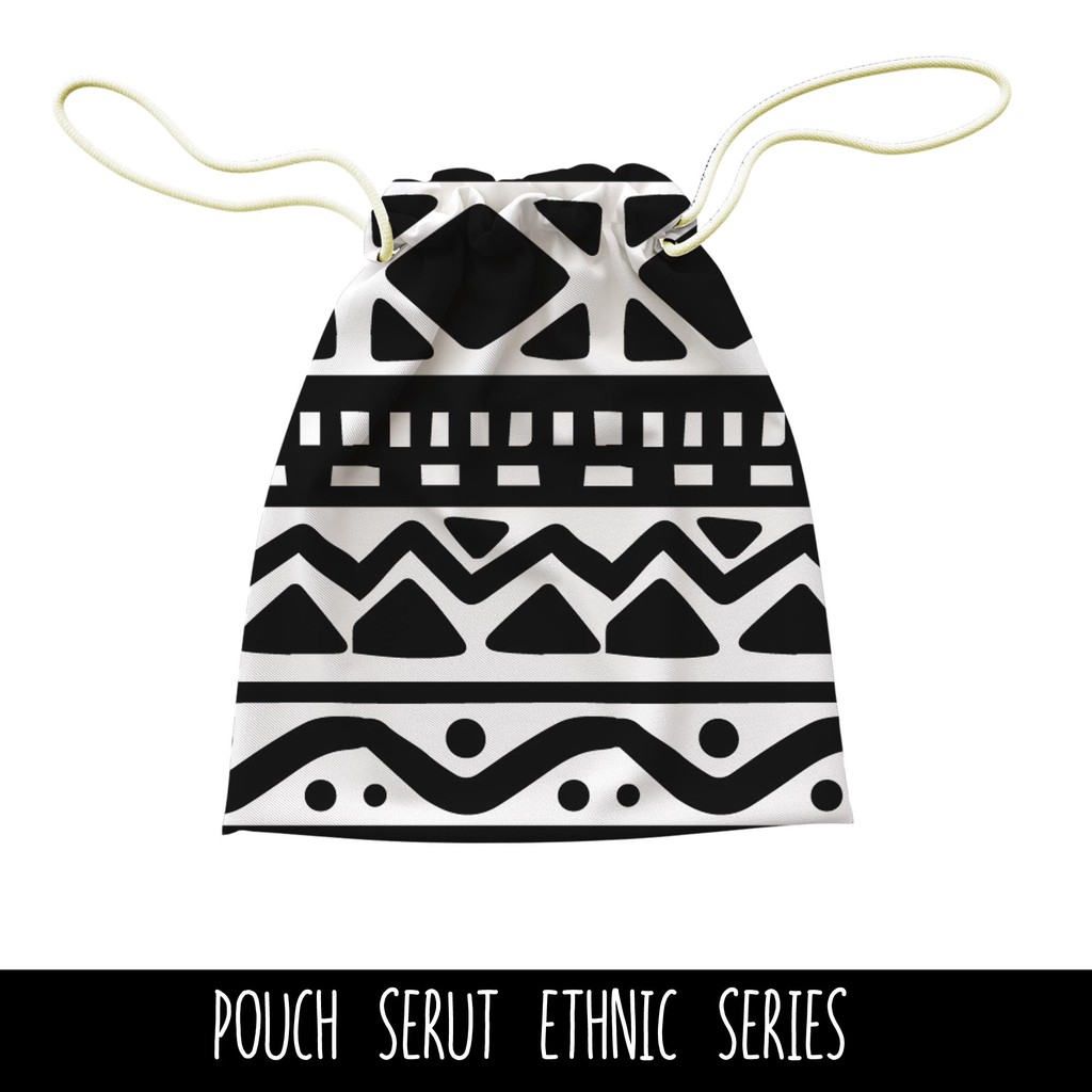 Full Print Pouch Serut Ethnic Pattern Bisa Request Tulisan