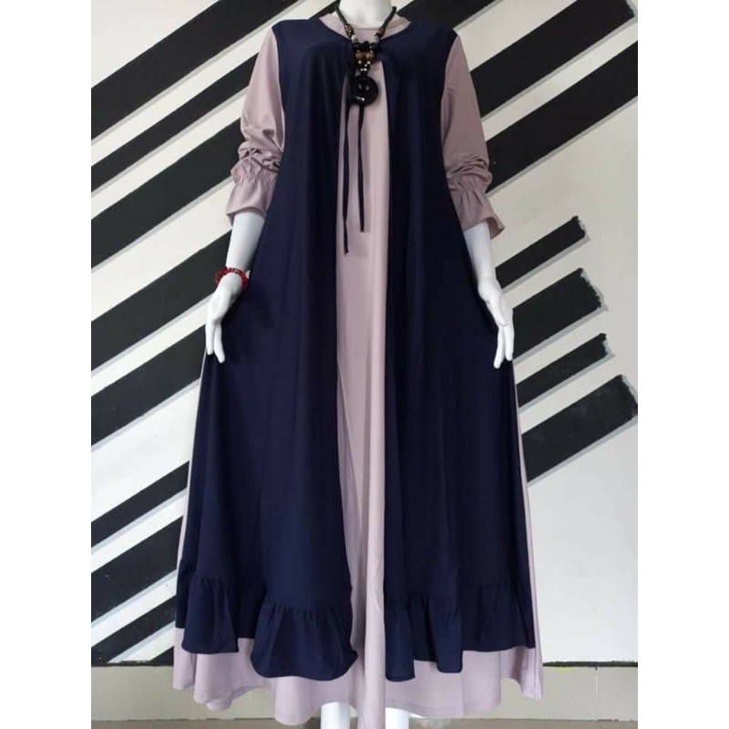 Gamis Rompi Premium Viral / Gamis kekinian / Bahan Adem jatuh / Gamis bagus / baju muslim kekinian