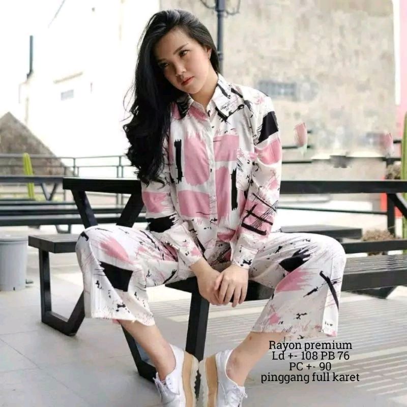 Setelan wanita LD 100 - 110 motif baru // piyama wanita best seller // pajamas rayon kekinian