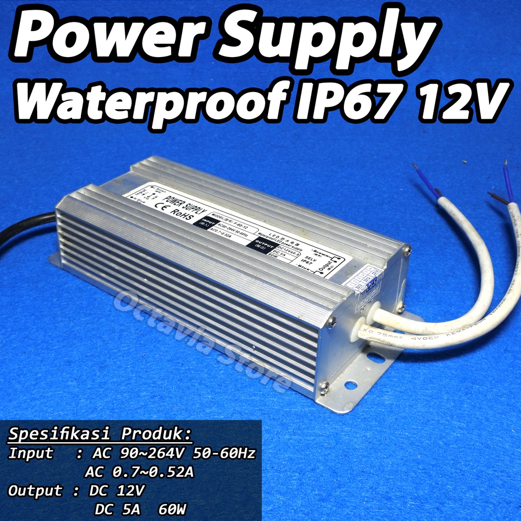 Power Supply Waterproof  5A  60W  12V IP67