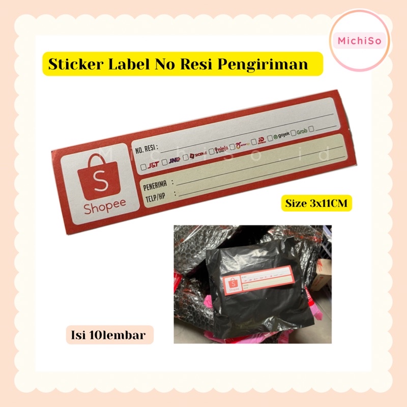 

sticker pengiriman paket isi 10pcs | sticker no resi | kertas pengiriman | kertas sticker paket | kertas format orderan - michiso.id