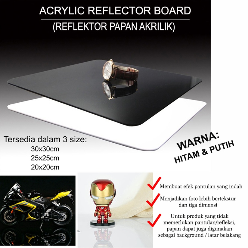 Papan Reflektor Bahan Akrilik Untuk Properti Foto Alas Foto Background Foto Acrylic