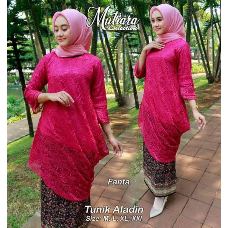 Set kebaya kekinian - TUNIK ALADIN GLITER - kebaya brukat gliter - kebaya modern dan pesta