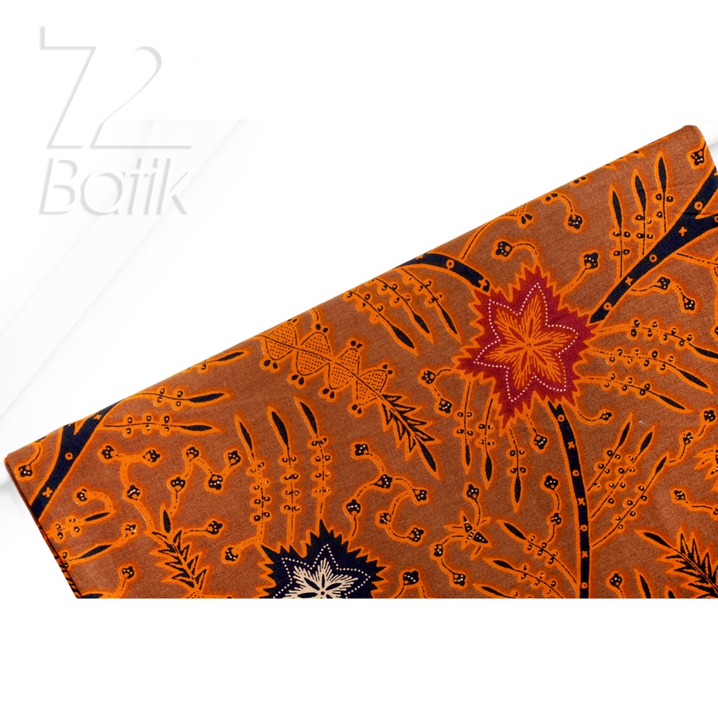 KAIN BATIK PREMIUM Bahan Katun Motif Kembang Asri Warna Coklat 727146 Cap 72 Jarik Jarit Samping Kebat Panjang Batik Katun Modern Premium Bahan Seragam Batik Pernikahan Kantor Keluarga Murah Kamen Jadi Batik Bali Lembaran