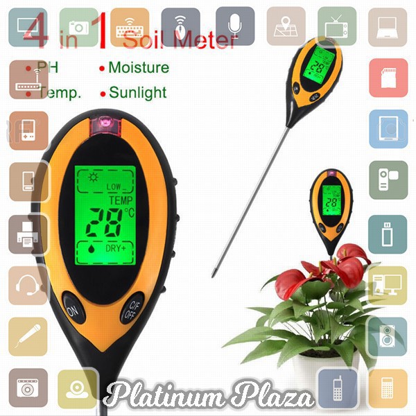 Grab Medan Alat Pengukur 4 in 1 Temperature &amp; Kelembaban Tanah Soil Moist PH Analyzer YIERYI 12