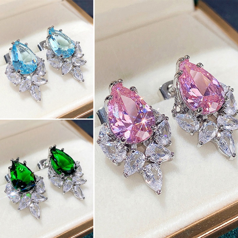 Anting Stud Warna-Warni Untuk Aksesoris Pesta Pernikahan Wanita