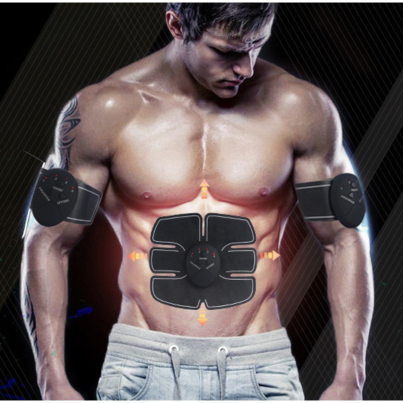 PROMO Alat Stimulator Terapi EMS Otot Six Pack ABS Abdominal Muscle Exercise - Black - OMSEGRBK