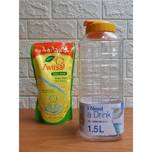 Zwitsal Baby Bath Hair & Body Aloe Vera 600ml + botol LOCK&LOCK