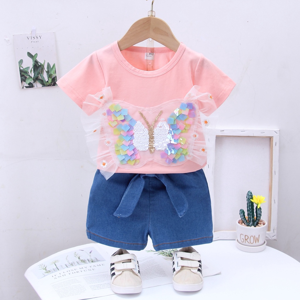 HappyOliver SET GLAMS BUTTERFLY 98374 EBV Bayi Baju setelan Anak Perempuan Import lucu berkualitas