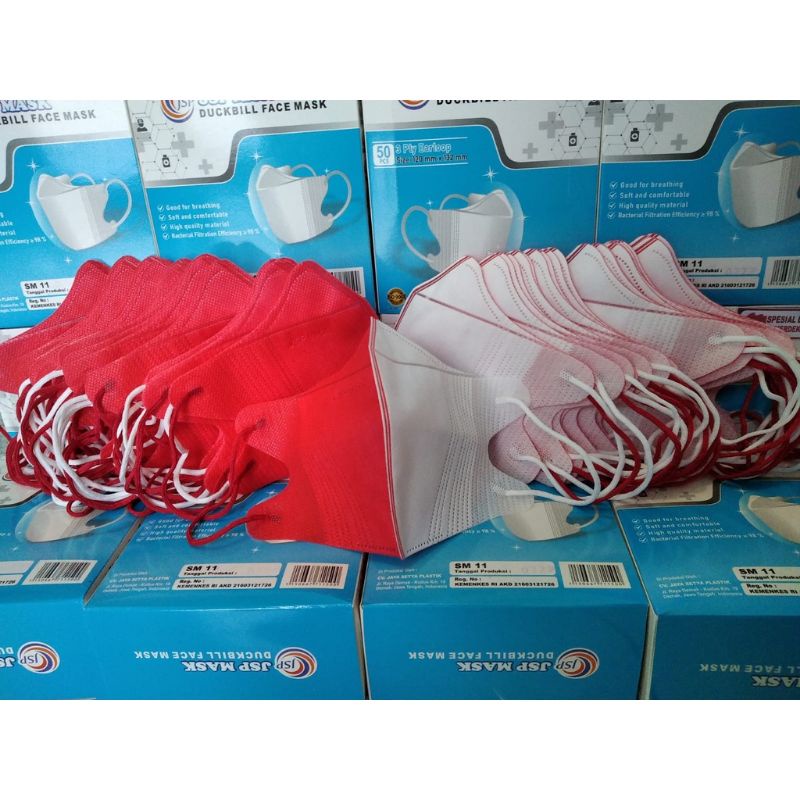 masker duckbill merah putih 50 pcs