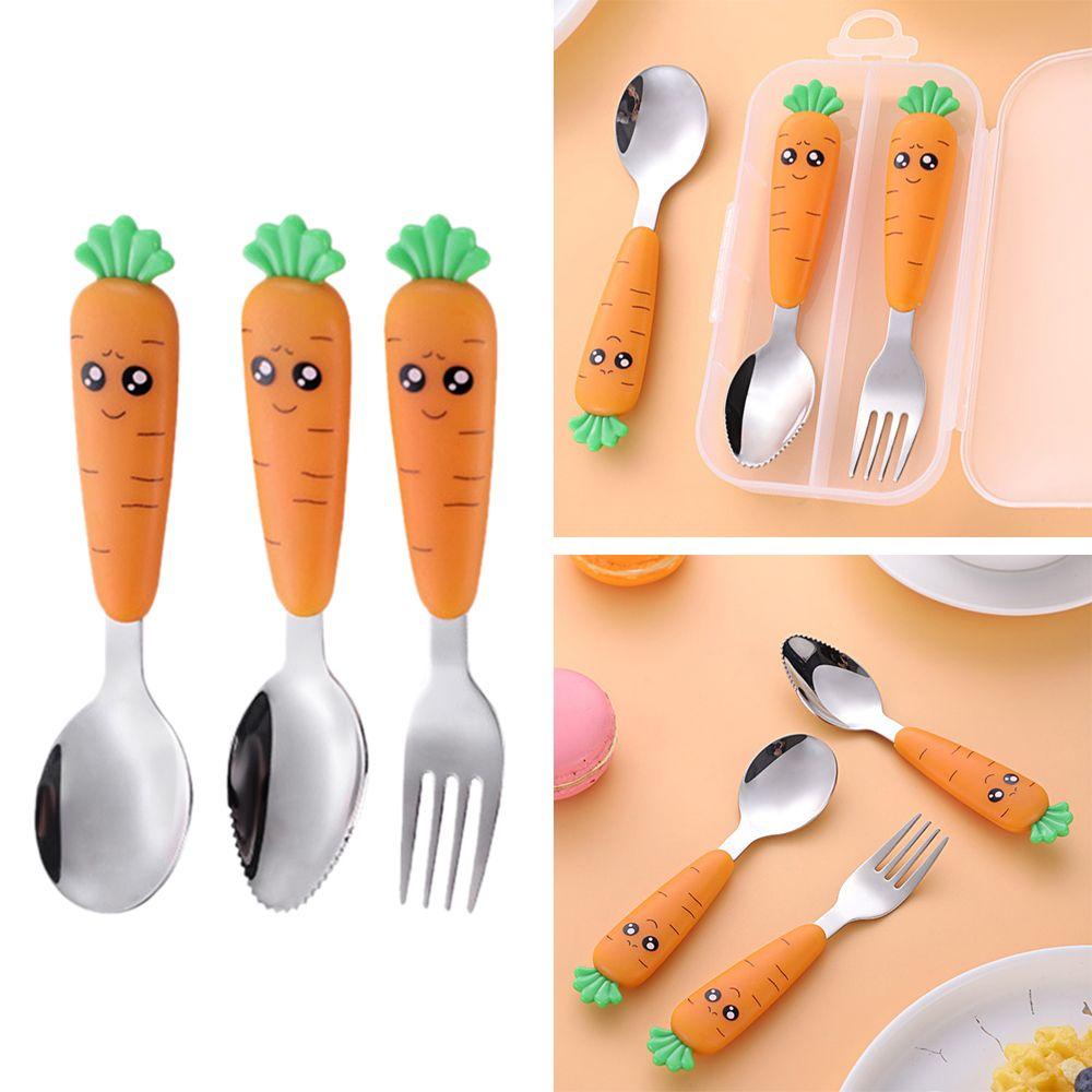 Solighter Peralatan Anak Reusable Stainless Steel Baby Flatware Bayi Gadget Peralatan Makan Balita