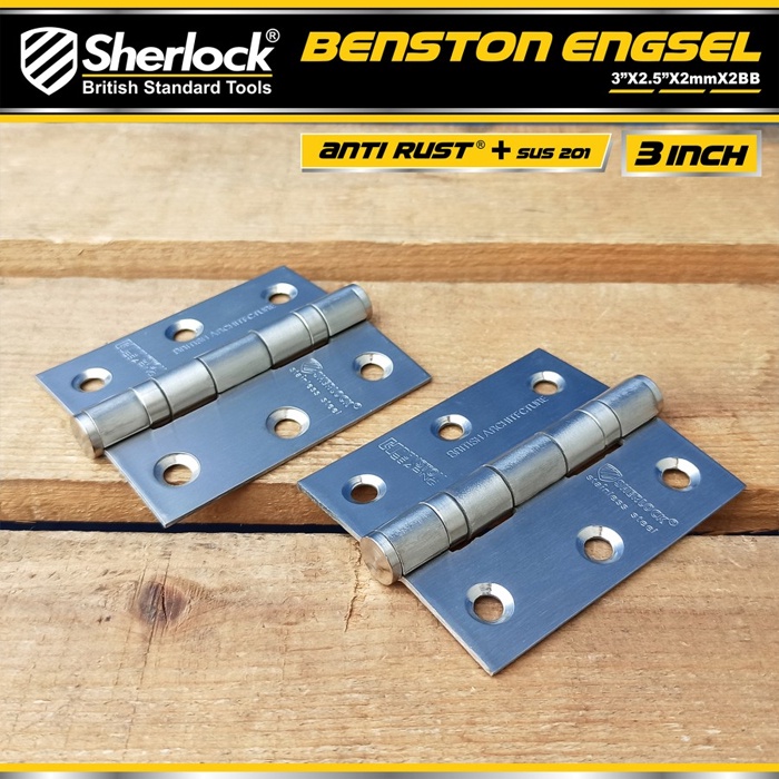 Engsel Stainless Steel 201 Ball Bearing Sherlock Engsel Pintu 3 INCH