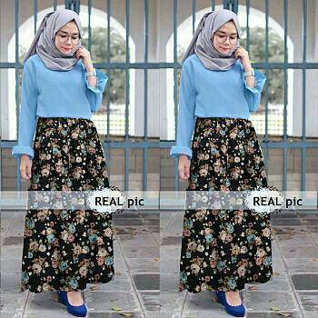 [Ada Saku] Maxi Skirt Motif / Rok Panjang HYGET Wanita Dewasa