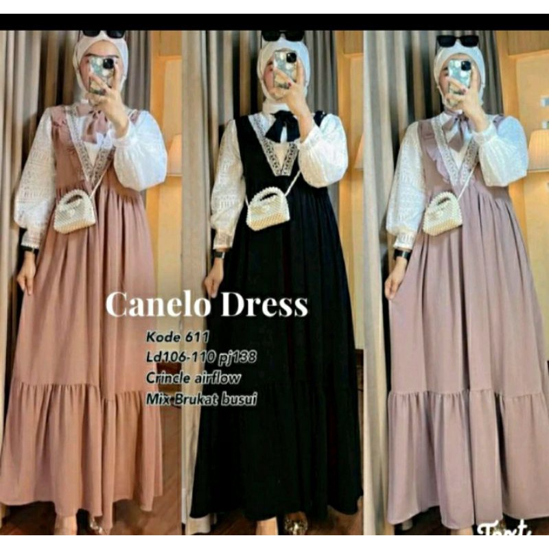 Canelo dress gamis overall crinkle renda