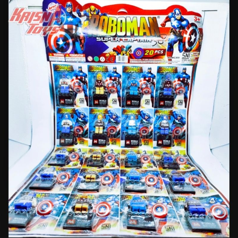 MAINAN BALOK SUSUN FIGURE CAPTAIN AMERICA/BRICK SUPERHERO CAPTAIN AMERICA isi 20 pcs/Lembar