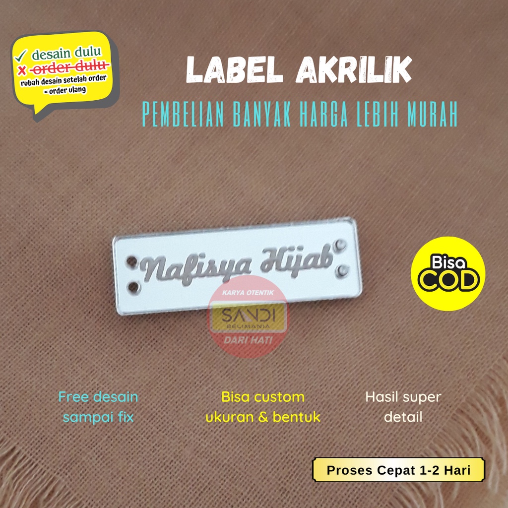

Label Produk akrilik Jilbab Rebranding / Label Kerudung / Label Baju Gamis / Tag Akrilik Mirror