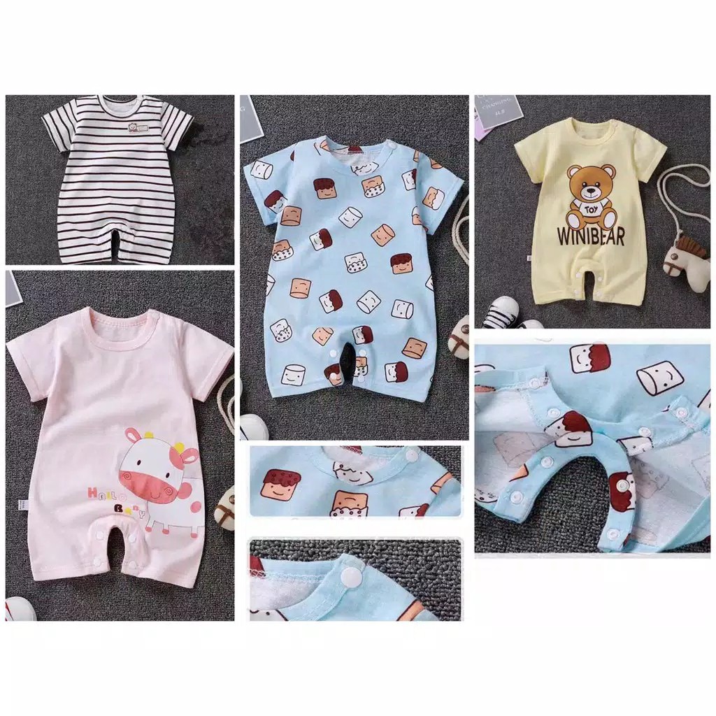 JUMPER PENDEK KARAKTER LUCU IMPORT ROMPER BAYI / ROMPER JUMPER PENDEK BAYI 0 - 6 BULAN