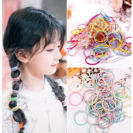 IKAT KARET RAMBUT ELASTIS WARNA 100PCS TIPIS KECIL GAYA KOREA UNTUK WANITA | FADHILAH SHOP BJB