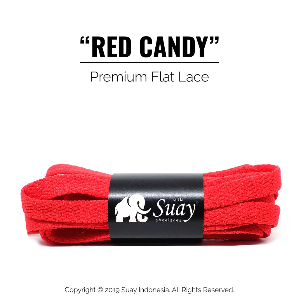 TALI SEPATU Sneaker Warna Warni Gepeng (FLAT) Panjang 115cm Suay Premium Shoelace SURABAYA-Red Candy