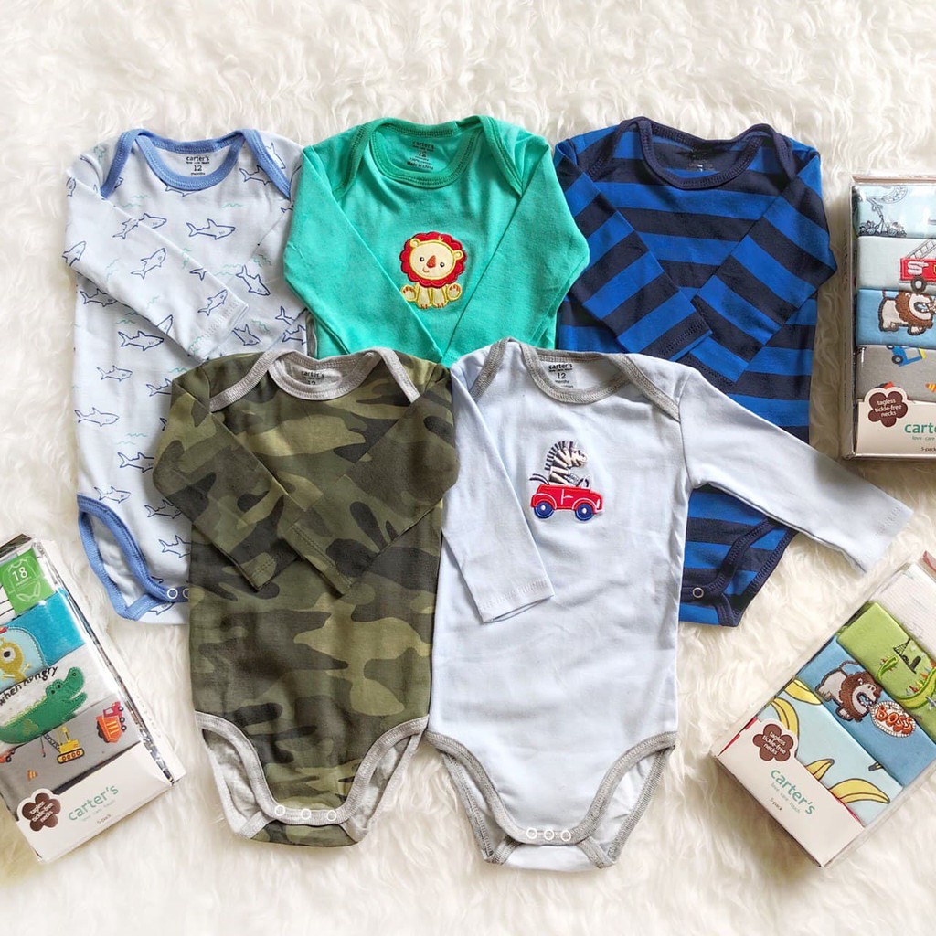 LID9031 Boys/ Girls CARTER'S 5 in 1 Jumper Lengan Panjang Bayi Premium Soft &amp; Comfortable Cotton ...