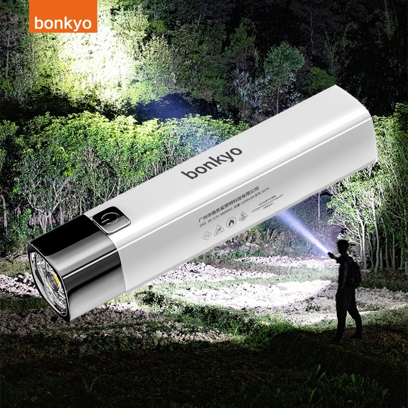 Bonkyo Senter LED Super Terang hingga 600 meter (ORIGINAL)/ Jarak jauh/ kekuatan seluler/ Senter Police/ Lampu senter swat paket lengkap