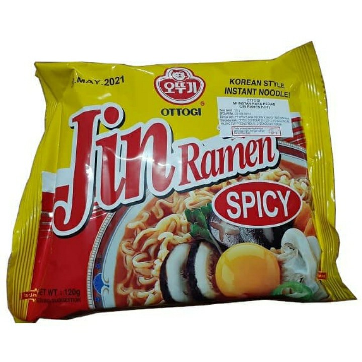 

Ottogi jin ramen spicy 120gr, mie instan rasa pedas, (non halal)