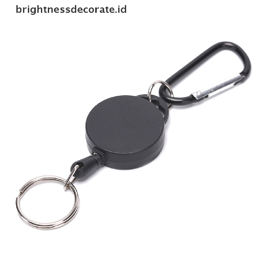 [birth] Black Retractable Key Chain Reel Steel Cord Recoil Belt Key Ring Badge Holder [ID]