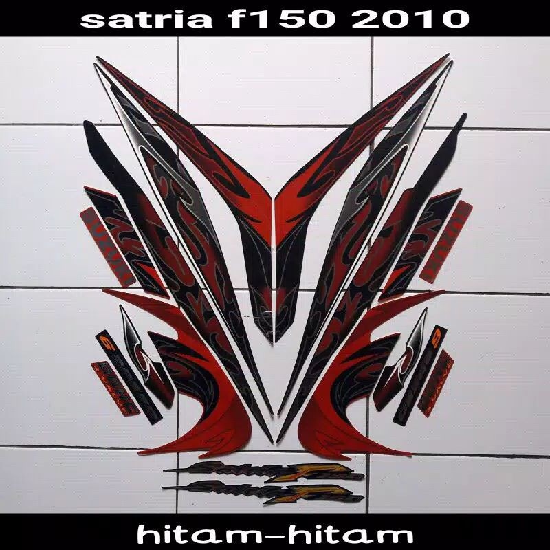Striping sticker lis body suzuki satria f fu barong 150 2010 hitam merah