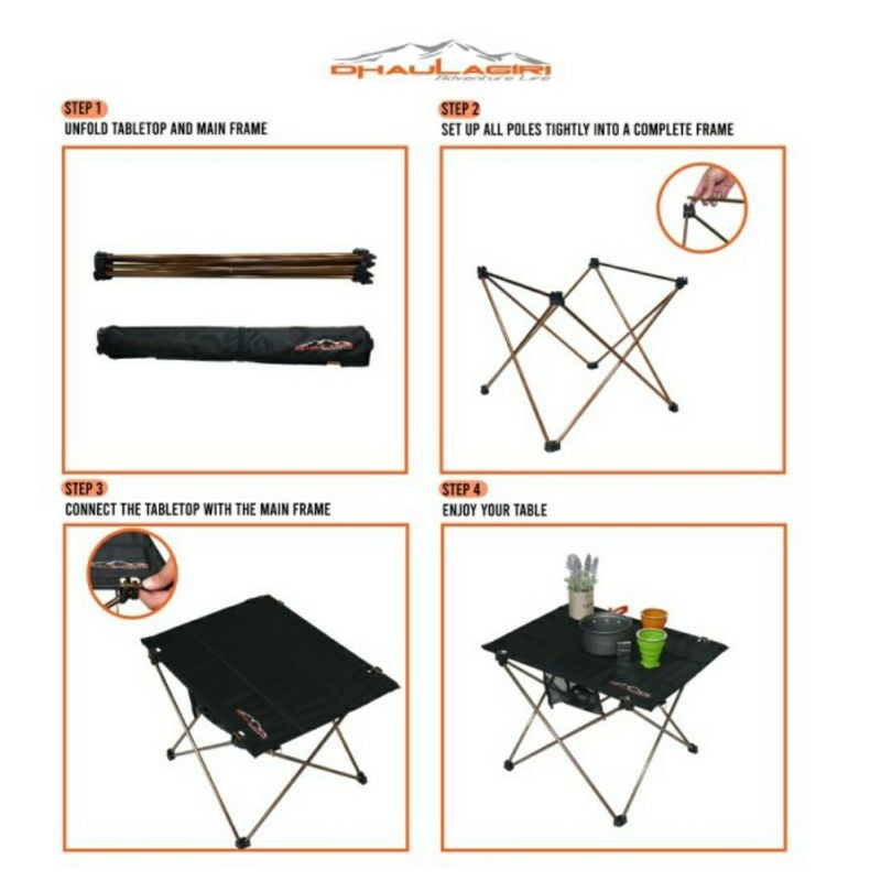 Meja Camping Lipat Dhaulagiri / Folding Table Dhaulagiri