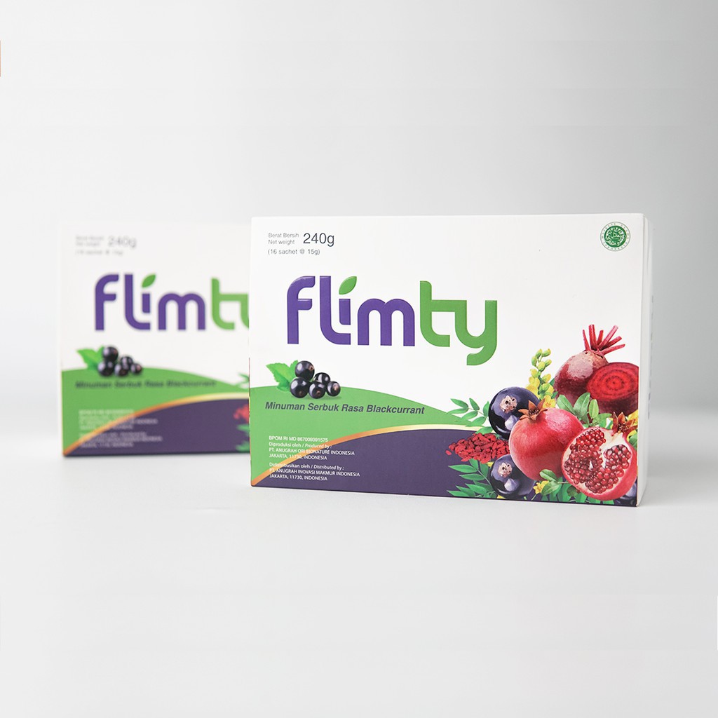 Flimty Fiber | Detox | Antidioksidan Rasa Blackcurrant/Raspberry - 1 Box isi 16 sachet