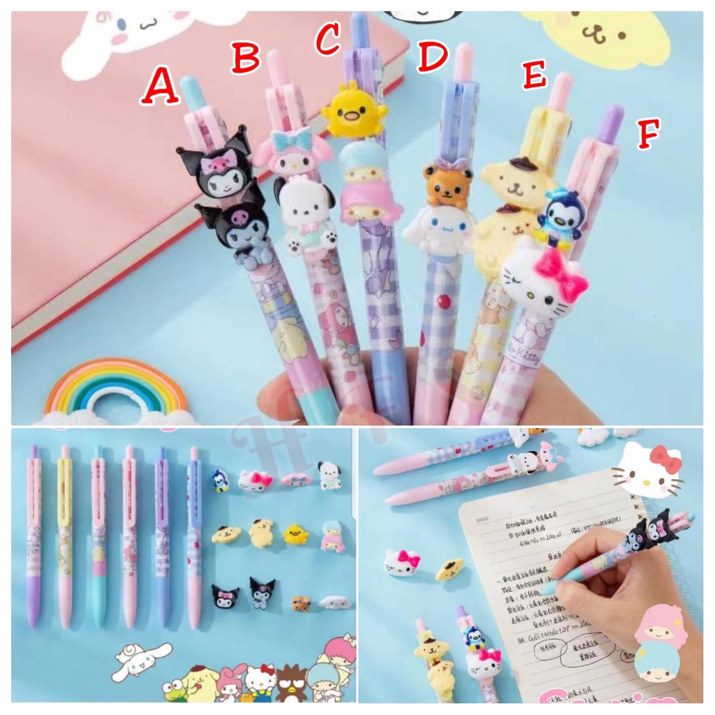 

Bolpen kepala tumpuk karakter tinta hitam hk melody semua karakter lain