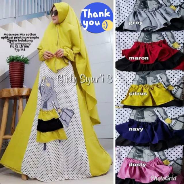 GIRLY SYARI BDVGIK - gamis syari - setelan syari - Khimar syari - gamis karakter hijab