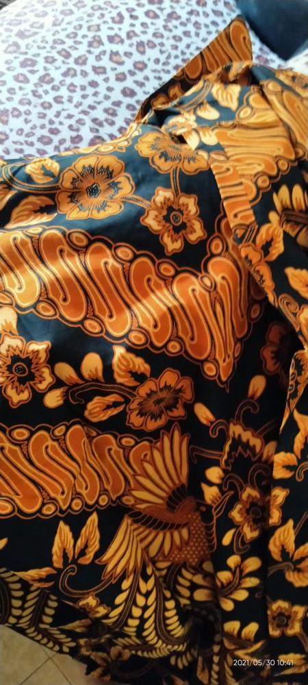 Atasan Kemeja Batik Pria Lengan Panjang Premium Parang Emas Full Furing Rajasakti Solo Ori