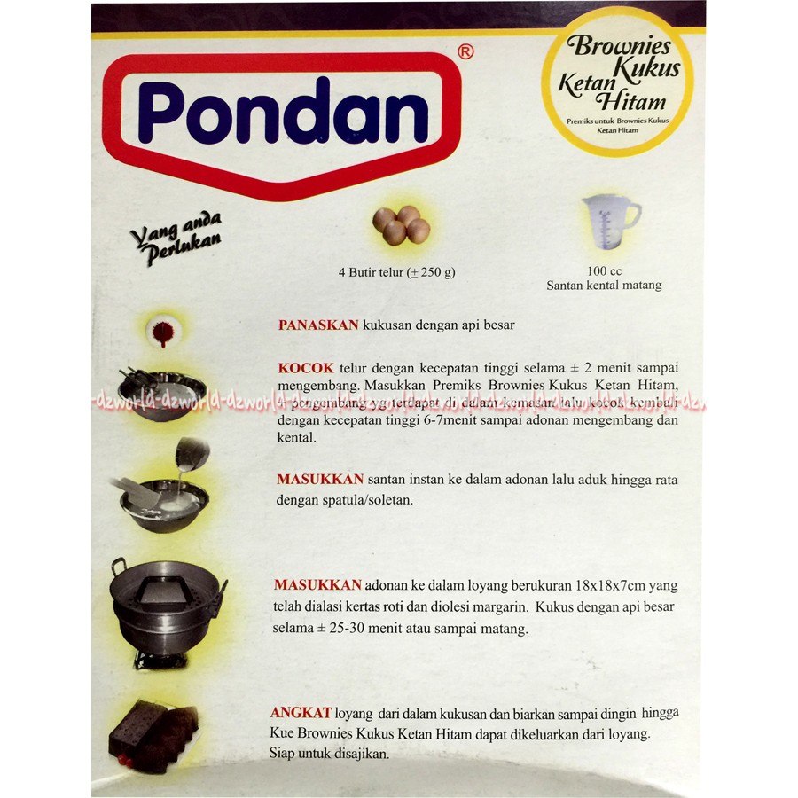 Pondan Brownies Kukus Ketan Hitam 400gr Tepung Instan Membuat Bronis Premiks Brownies Cake Mix Premix Powder