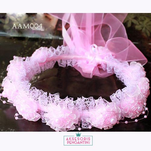 [BISA COD] MAHKOTA BUNGA AKSESORIS RAMBUT ANAK FLOWER CROWN PINK AAM004