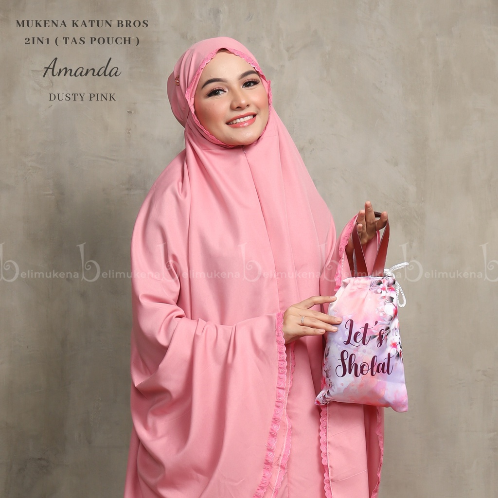 Mukena Dewasa Katun 2in1 Bros Tas Pouch Amanda