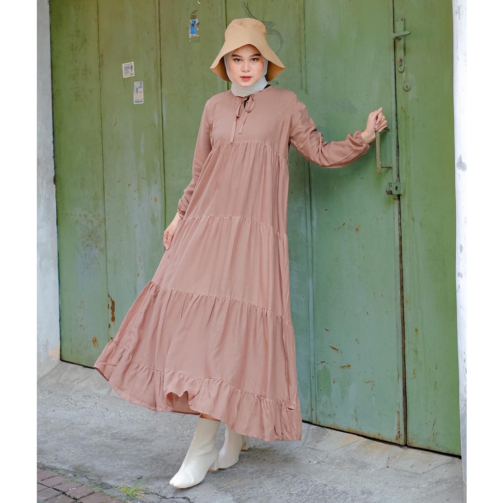 Orimoza Maxi Dress Wanita Rayon Crinkle Busui-MIDI SOJIN MOCA