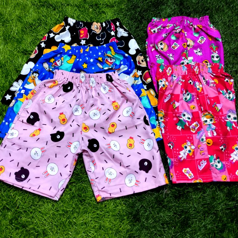 Celana Pendek Kolor Anak Laki laki Perempuan Cewek Cowok Motif Kartun Lucu Umur 7 Sampai 9 Tahun Size M